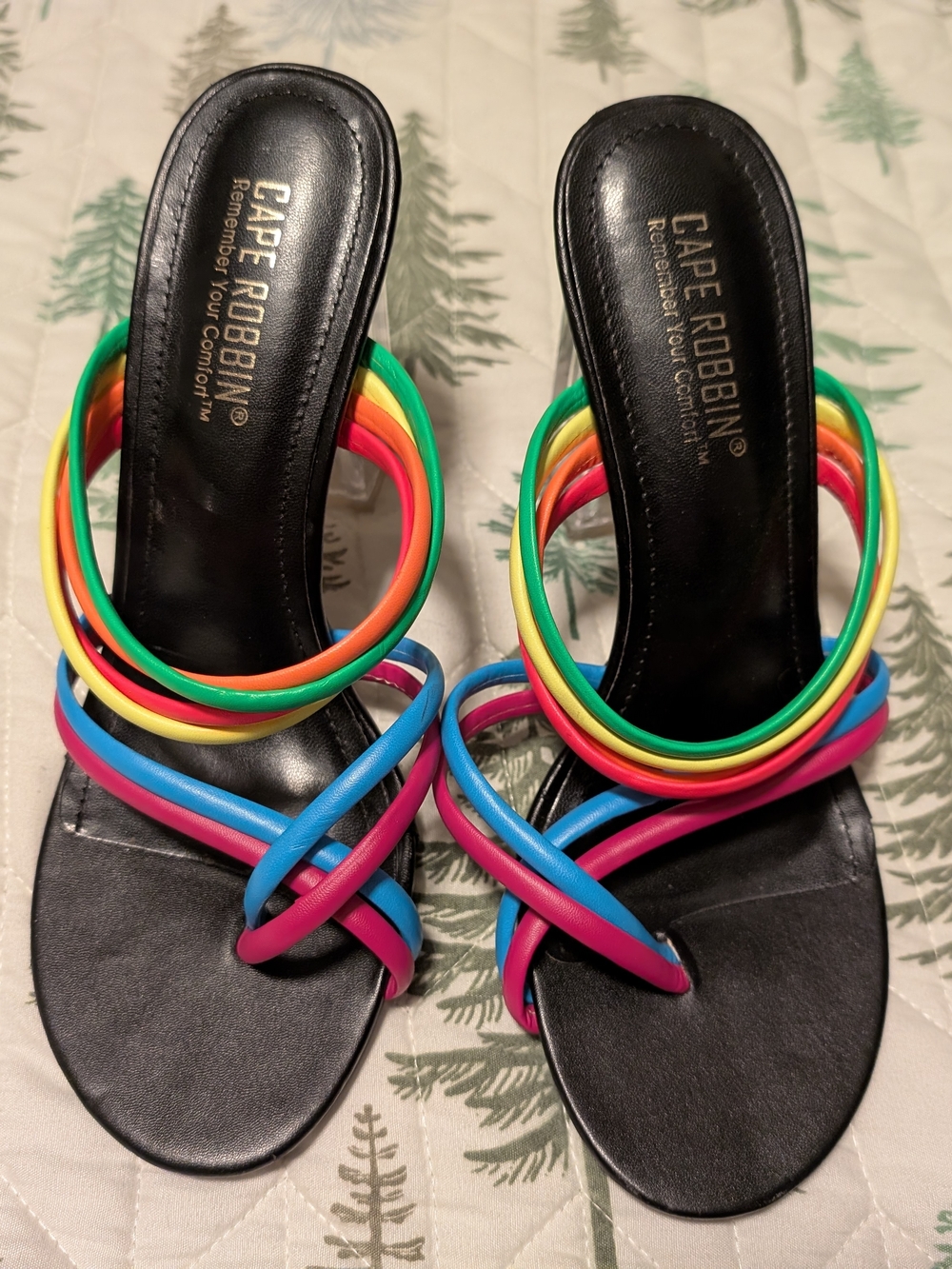 Neon Rainbow Strappy Sandals